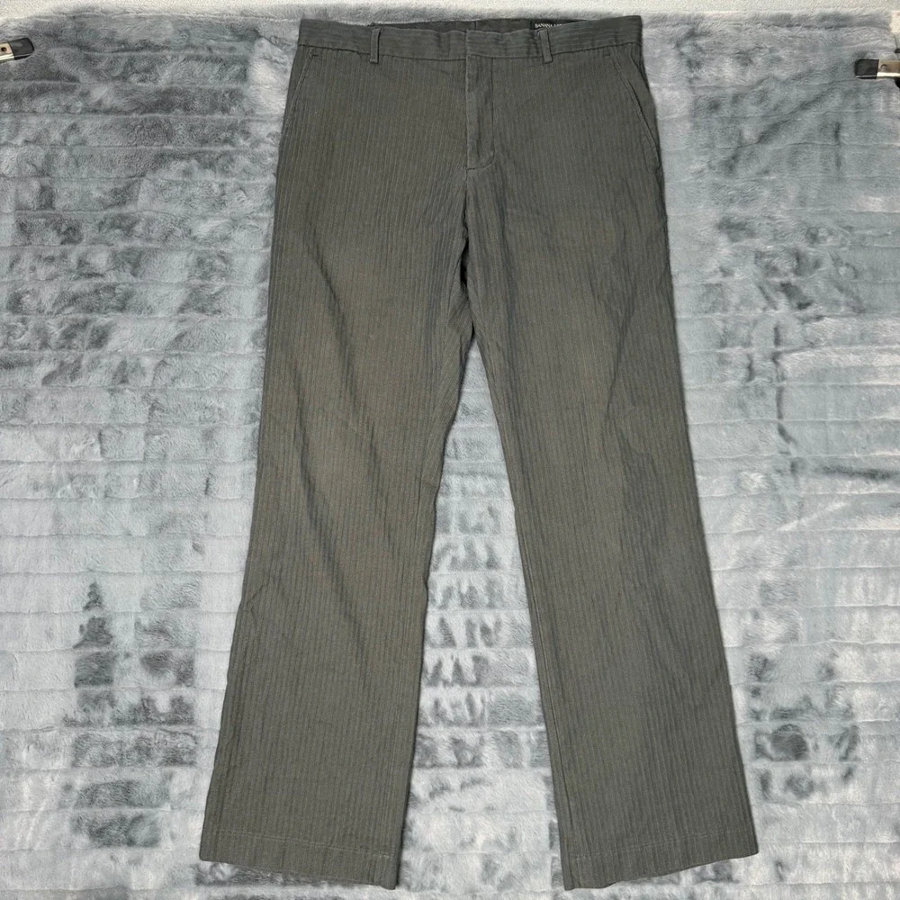 Banana Republic Mens Gray Pinstripe Dress Pants 36x34 Straight Leg Cotton Blend